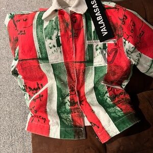 Valabasas Men's Red and Green Lightweight Jacket